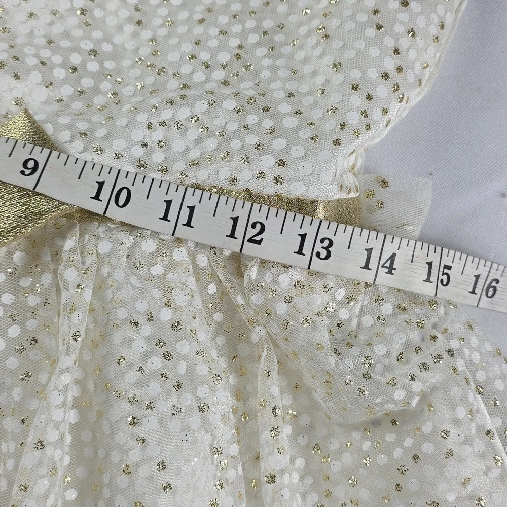 Jona Michelle Girls Cream/Gold Sequin Dress Christmas Ties Button Back Sz 12 EUC - Picture 10 of 11
